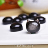 Cat Shape Obisidian Natural Crystal Beads Accessories For DIY